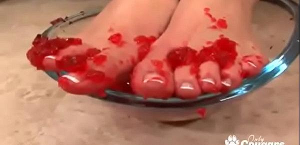  Mackenzee Pierce Gets Her Feet All Messy With Jello Before Giving An Amazing Footjob